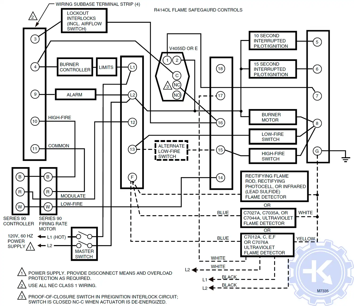 Блок схема подключения сервопривода HONEYWELL V4055 Блок схема подключения сервопривода HONEYWELL V4055