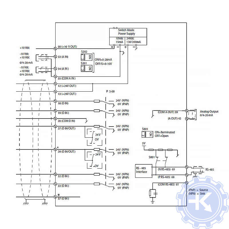 Схема подключения частотного преобразователя Danfoss VLT AQUA FC 202 12-Pulse High Power Схема подключения частотного преобразователя Danfoss VLT AQUA FC 202 12-Pulse High Power