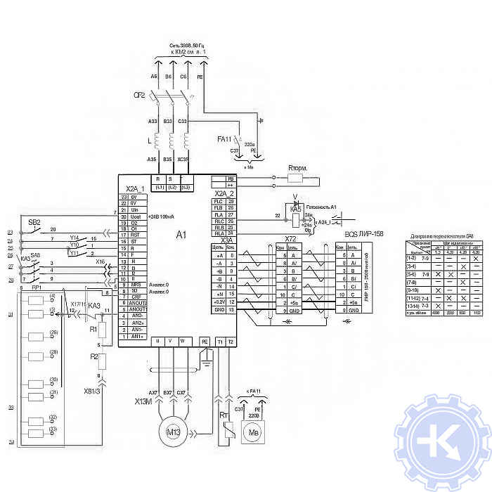 Схема подключения частотного преобразователя KEB Схема подключения частотного преобразователя KEB