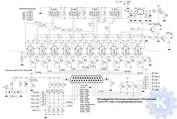 Электрическая схема станка Электрическая схема станка