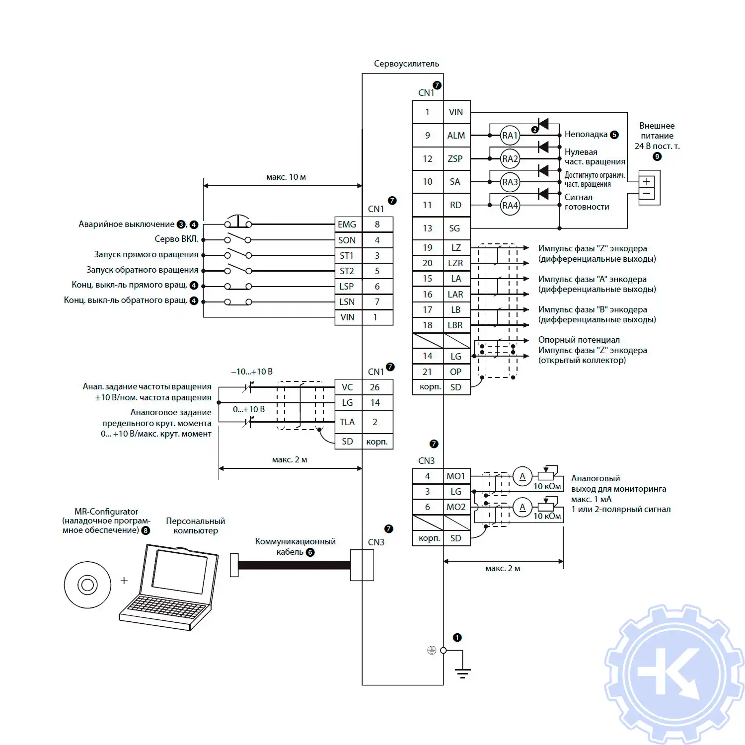 Схема регулировки частоты вращения Mitsubishi MR-E Схема регулировки частоты вращения Mitsubishi MR-E