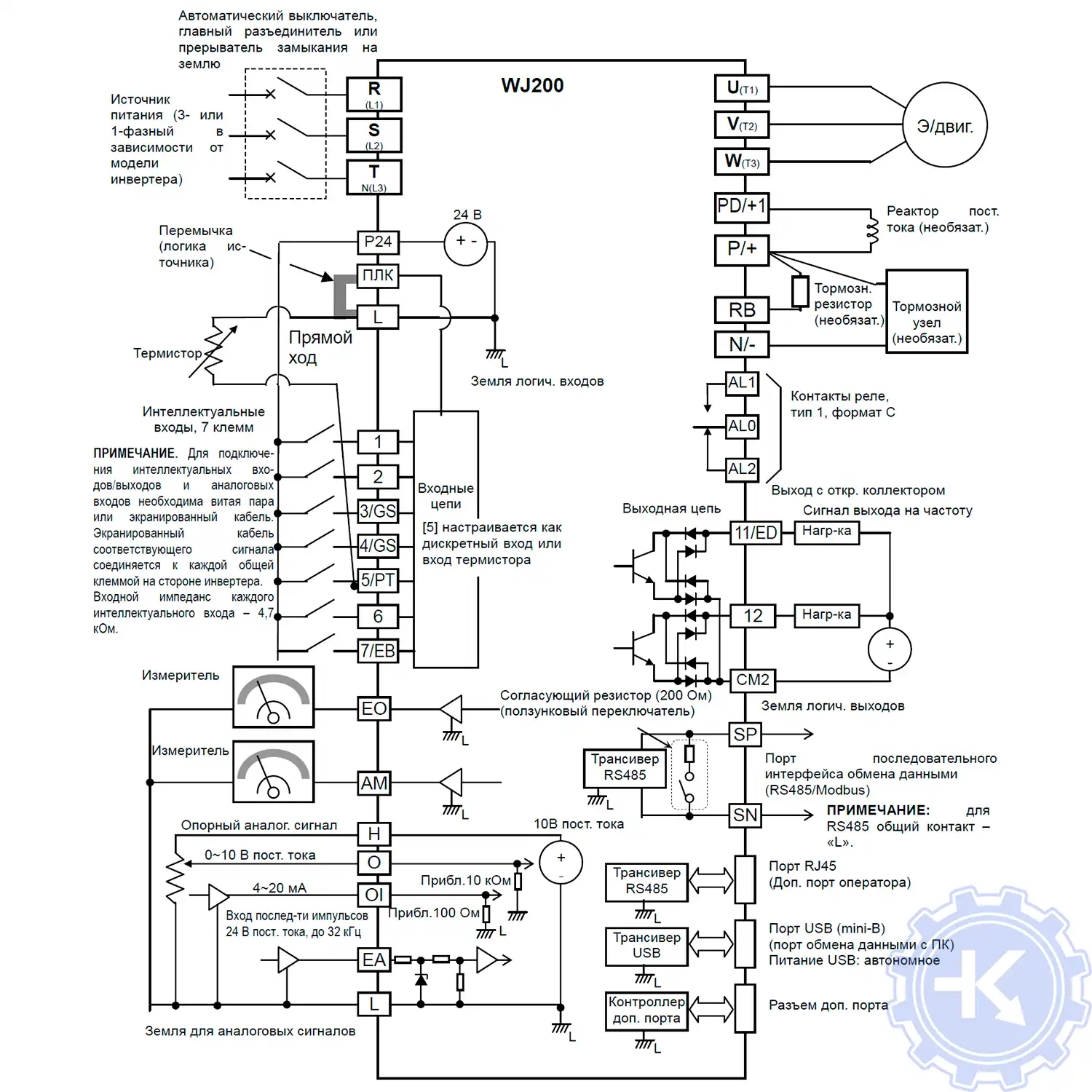 Схема частотного преобразователя HITACHI WJ200 Схема частотного преобразователя HITACHI WJ200