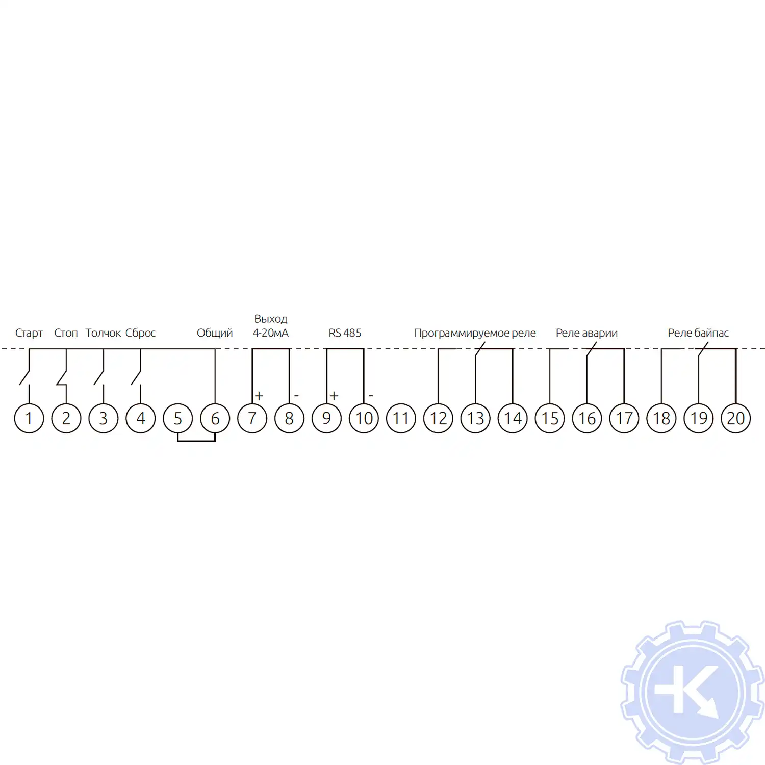 Схема подключения внешних клемм УПП ESQ GS7 Схема подключения внешних клемм УПП ESQ GS7