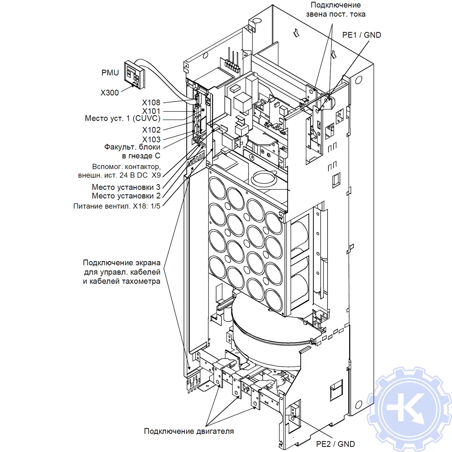 Общая схема соединений SIMOVERT MASTERDRIVES для типа G Общая схема соединений SIMOVERT MASTERDRIVES для типа G