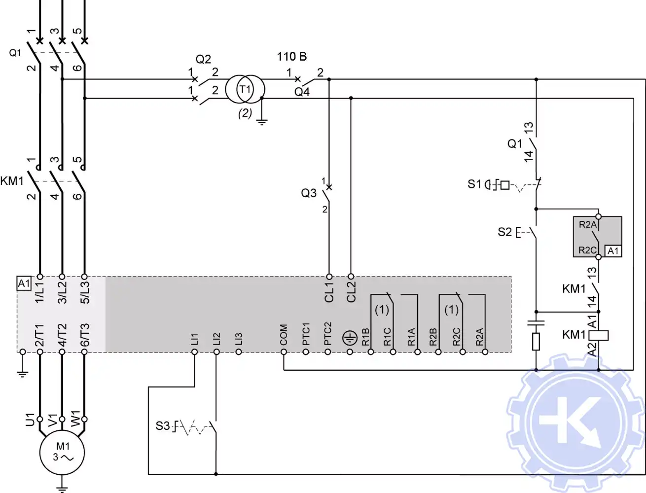 ATS22•••S6U: цепи управления 110 В АС, дискретные входы (LI) 110 В АС, двухпроводное управление, остановка на выбеге ATS22•••S6U: цепи управления 110 В АС, дискретные входы (LI) 110 В АС, двухпроводное управление, остановка на выбеге