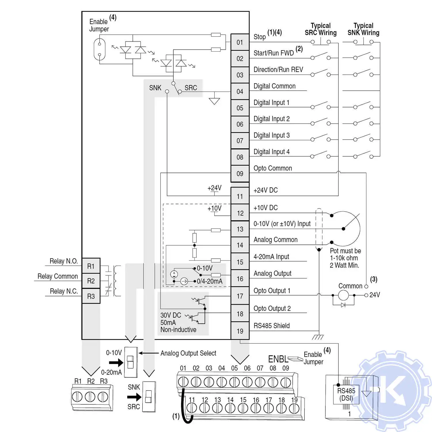 Схема подключения частотного преобразователя Allen Bradley PowerFlex 40