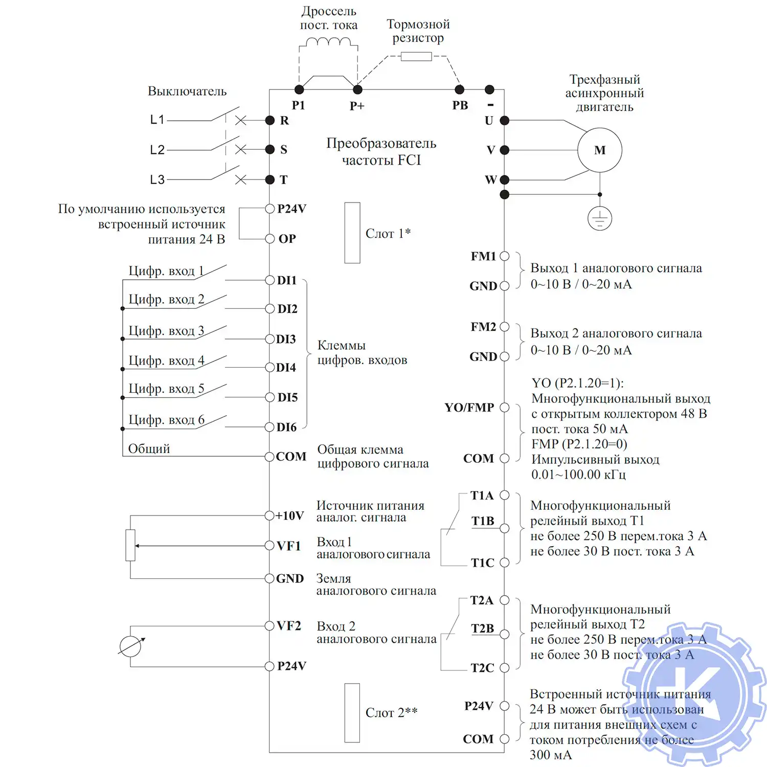 Схема подключения преобразователей частоты INSTART FCI-MCI Схема подключения преобразователей частоты INSTART FCI-MCI