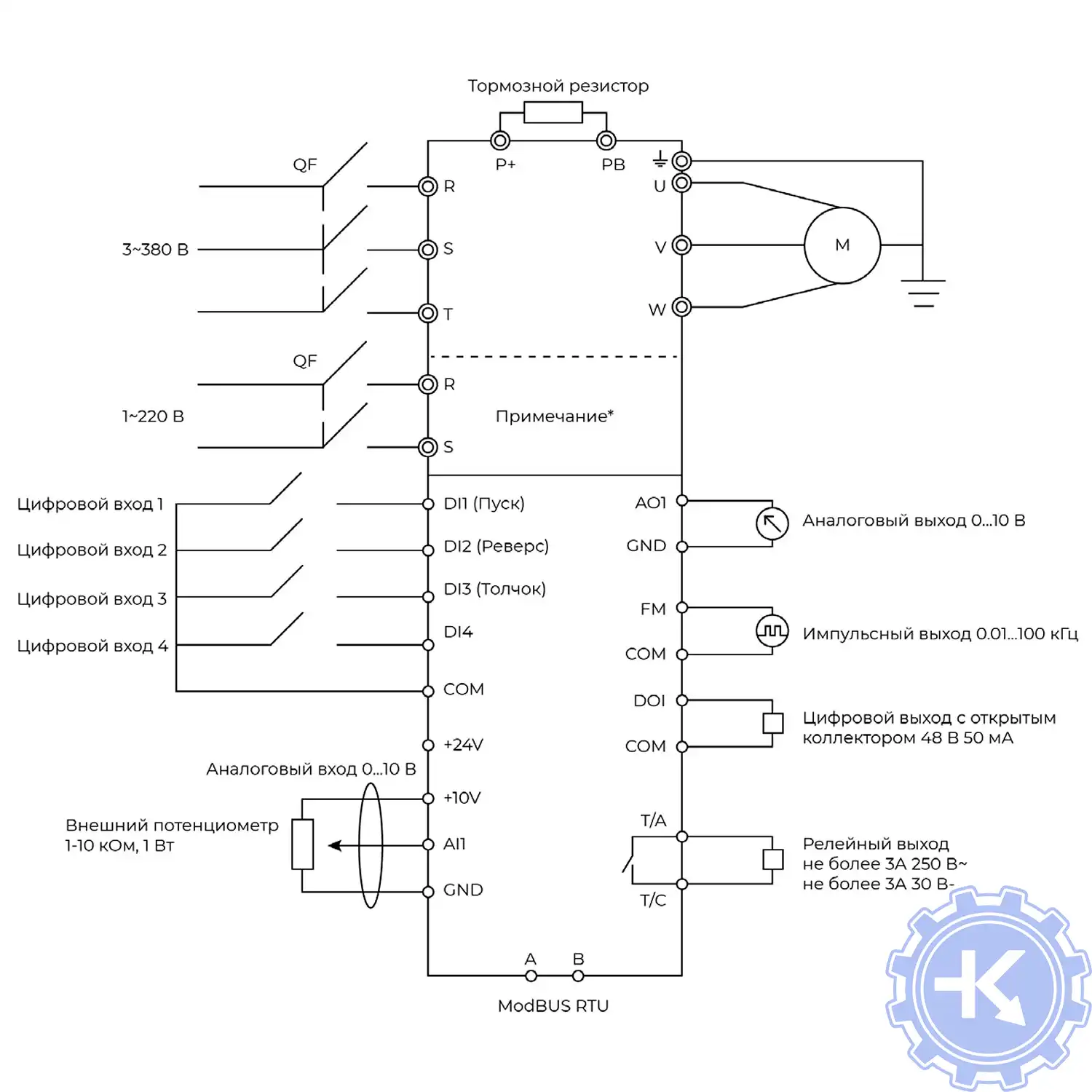Схема подключения преобразователей частоты INSTART VCI Схема подключения преобразователей частоты INSTART VCI