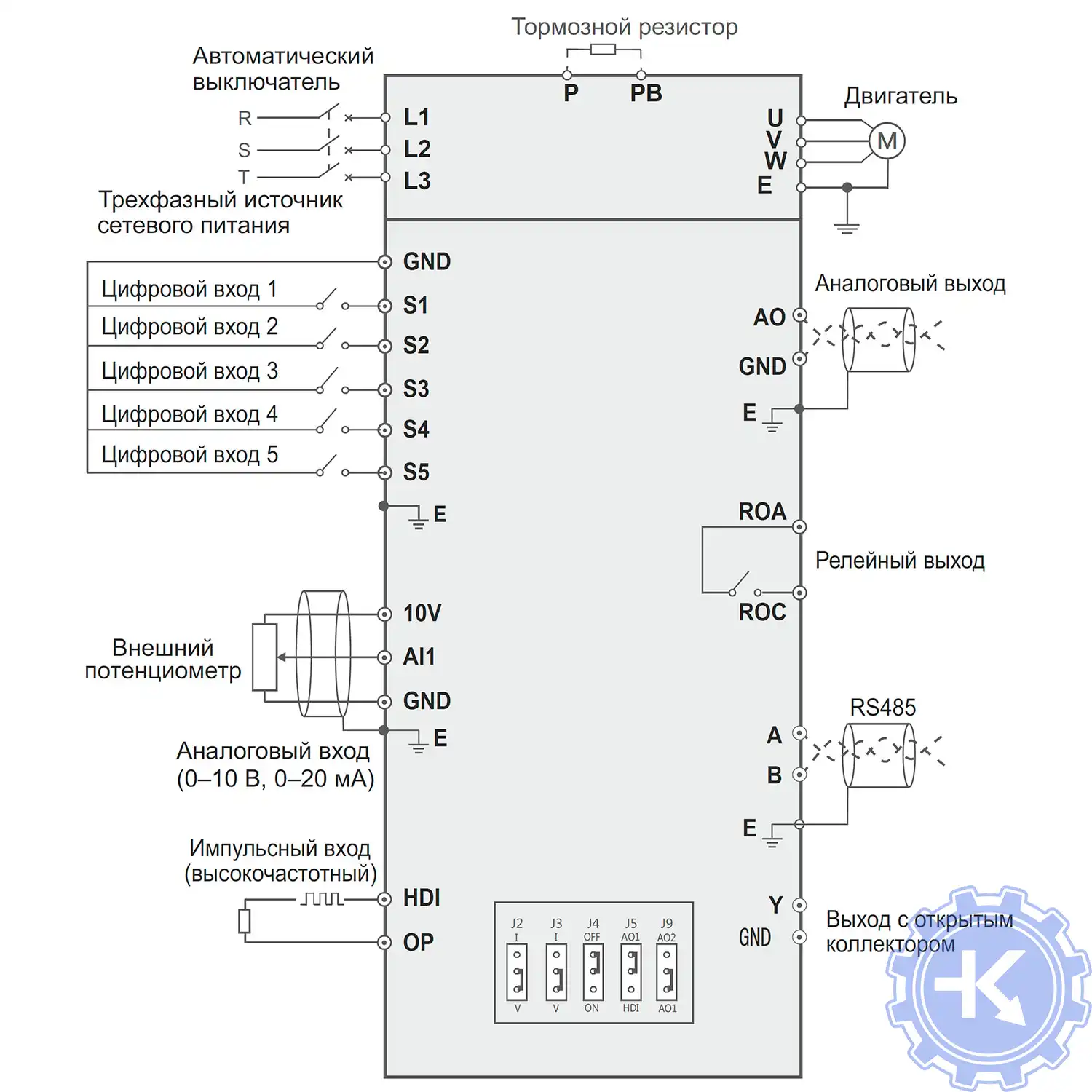 Схема подключения 3-фазных преобразователей частоты INSTART SDI Схема подключения 3-фазных преобразователей частоты INSTART SDI