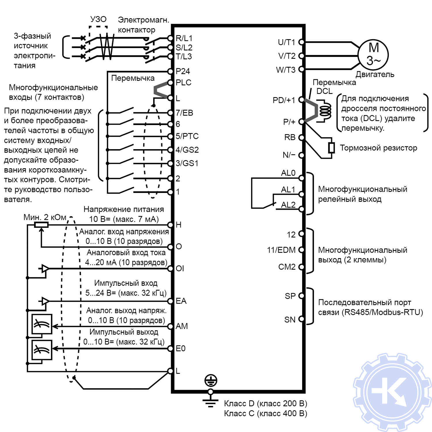 Схема подключения частотного преобразователя Omron MX2 Схема подключения частотного преобразователя Omron MX2
