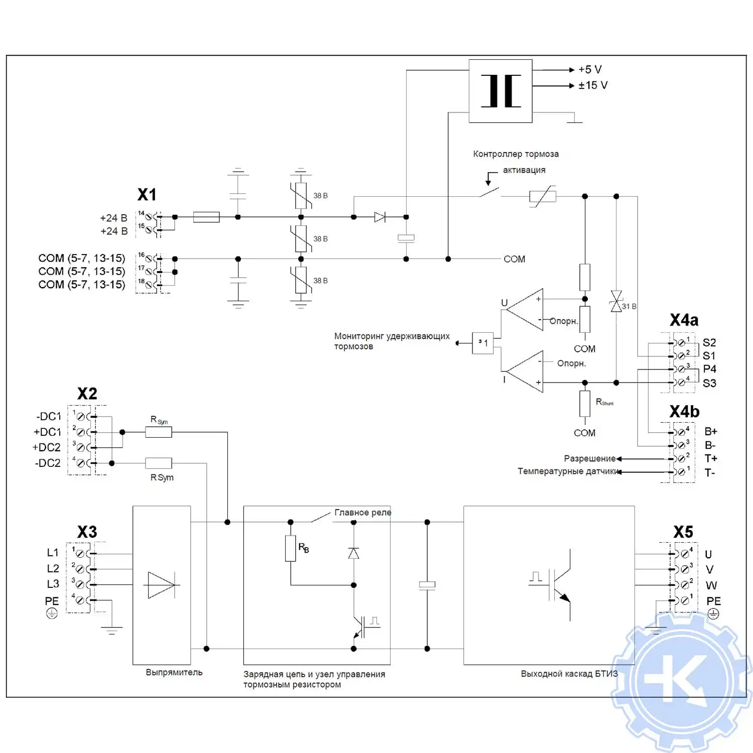 Схема входной/выходной цепи ACOPOS-1022,-1045,-1090